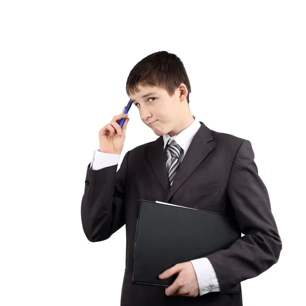 Young manager on white — Stock Photo, Image