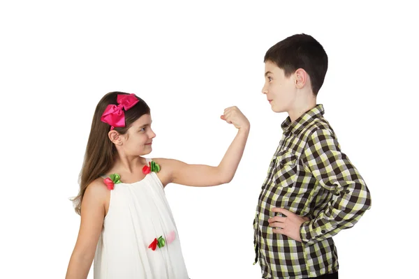 Pequeña niña amenaza a puño chico —  Fotos de Stock