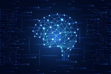 teknoloji bilim kavramı beyin dijital bağlantı üzerinde Merhaba tech mavi ikili arka plan soyut