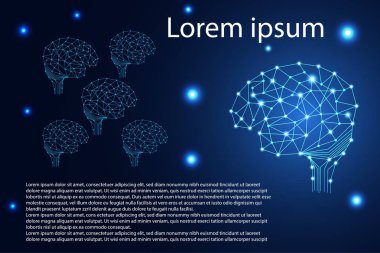 soyut teknoloji bilim kavramı beyin dijital bağlantı küçük ve büyük üzerinde Merhaba tech mavi arka plan