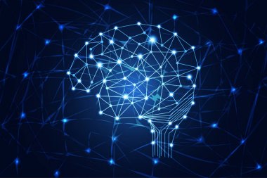 teknoloji bilim kavramı beyin dijital bağlantı üzerinde Merhaba tech mavi arka plan soyut