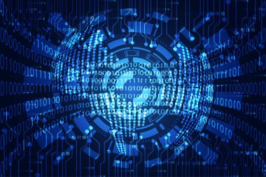 teknoloji kavramı daire dijital bağlantı ikili üzerinde Merhaba tech mavi arka plan soyut