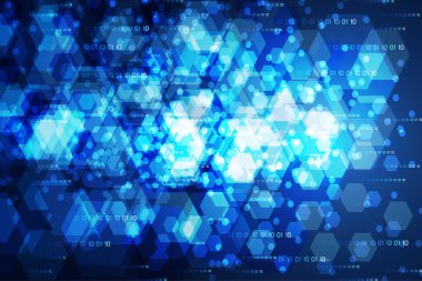 teknoloji kavramı modern mavi ışık altıgen üzerinde Merhaba tech ikili arka plan soyut