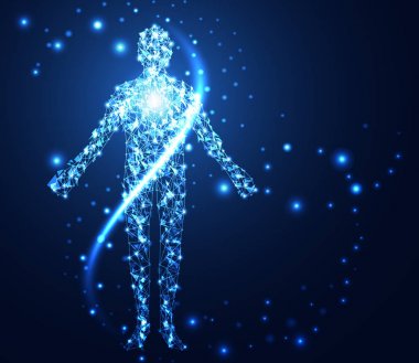 teknoloji kavramı insan dijital bağlantı ağ üzerinde Merhaba teknik arka plan soyut