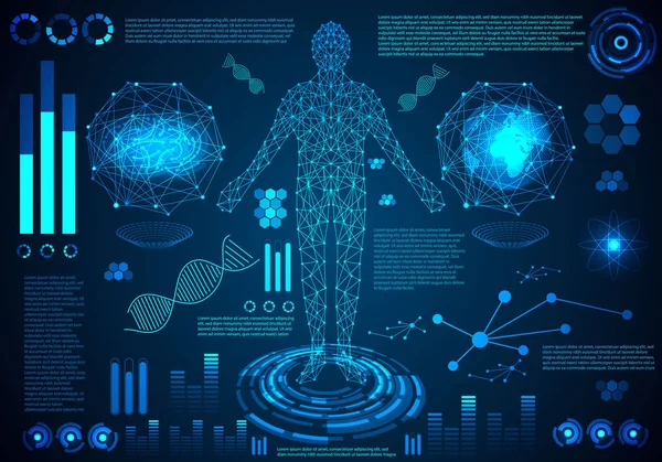 Tecnologia Astratta Concetto Futuristico Hud Interfaccia Ologrammi Elementi Grafico Dati — Vettoriale Stock