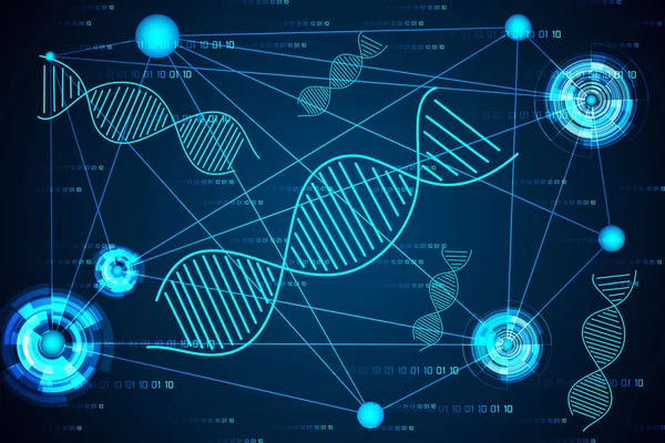 Abstrakt Vetenskap Konceptet Dna Digital Länk Hej Tech Bakgrund — Stock vektor