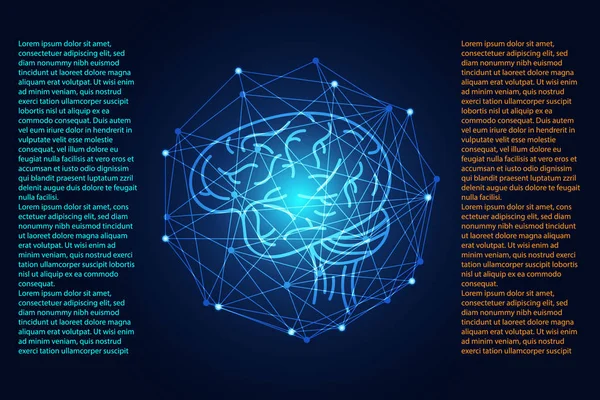 Abstrato Conceito Ciência Tecnologia Cérebro Link Digital Tech Fundo Azul — Vetor de Stock