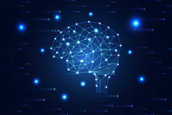 Абстрактна Концепція Технології Цифрове Посилання Мозку Високотехнологічному Синьому Фоні — стоковий вектор
