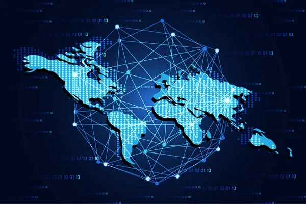 Tecnologia Astratta Concetto Business Mappa Collegamento Digitale Tech Sfondo Binario — Vettoriale Stock