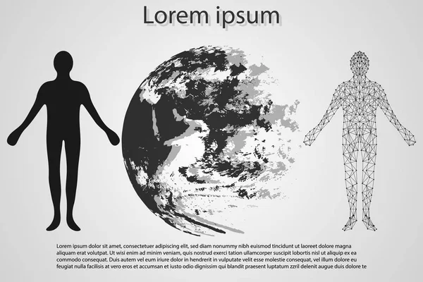 Tecnología Abstracta Mundo Concepto Humano Enlace Digital Alta Tecnología Sobre — Archivo Imágenes Vectoriales