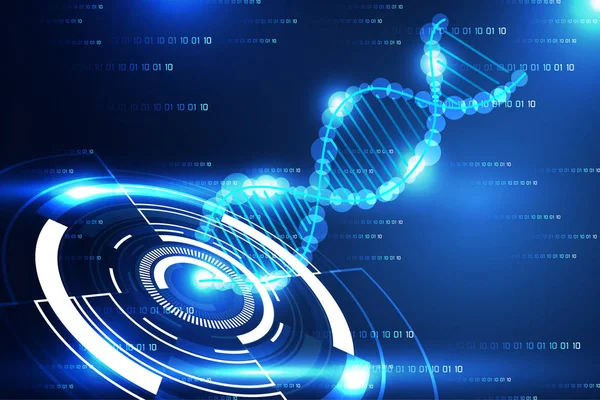 Concepto Ciencia Tecnología Abstracta Círculo Moderno Luz Azul Adn Sobre — Vector de stock