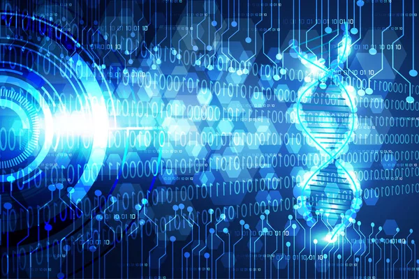 Abstrakta Teknik Vetenskap Konceptet Moderna Cirkel Blå Ljus Och Dna — Stock vektor