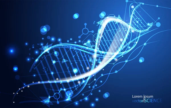 Abstract Technology Science Concept Dna Futuristic Tech Blue Background — Stock Vector