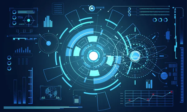 Dijital veri grafiği, iletişim, bilgi işlem ve daire yüzde canlılık yenilik teknoloji UI fütüristik konsept hud arabirimi hologram öğeleri üzerinde Merhaba tech gelecekteki tasarım arka plan soyut