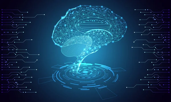 Abstrato Tecnologia Conceito Futurista Cérebro Hud Interface Holograma Elementos Gráfico — Vetor de Stock