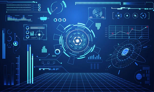 Dijital veri grafiği, iletişim, bilgi işlem ve daire yüzde canlılık yenilik teknoloji UI fütüristik konsept hud arabirimi hologram öğeleri üzerinde Merhaba tech gelecekteki tasarım arka plan soyut