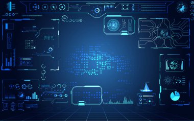 soyut teknoloji ui fütürist kavram hud arayüzü dijital veri grafiğinin hologram elementleri 