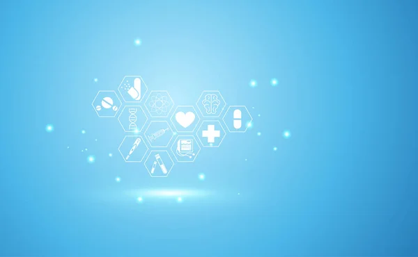 Abstract health medical science healthcare icon digital technology science concept modern innovation,Treatment,medicine on hi tech future blue background. for wallpaper, template, web design
