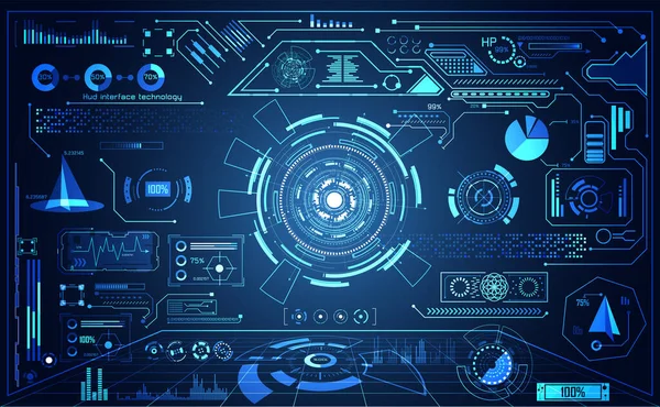 Dijital veri grafiği, iletişim, bilgi işlem ve daire yüzde canlılık yenilik teknoloji UI fütüristik konsept hud arabirimi hologram öğeleri üzerinde Merhaba tech gelecekteki tasarım arka plan soyut