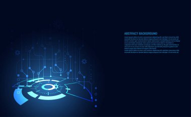 Modern Soyut Teknoloji Konsepti. dijital devre iletişim çemberi mavi arkaplan ve yenilik yüksek teknoloji tasarım arkaplan, vektör illüstrasyon.