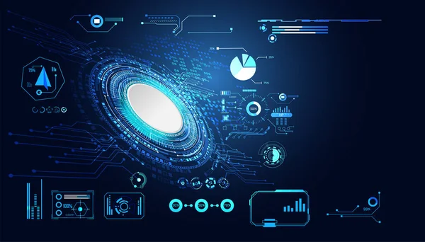 Resumo Tecnologia Conceito Futurista Hud Interface Holograma Elementos Gráfico Dados — Vetor de Stock