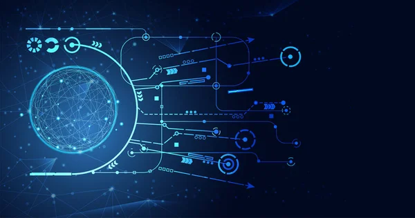 Teknologi Abstrak Peta Dunia Internet Koneksi Jaringan Global Dalam Data - Stok Vektor