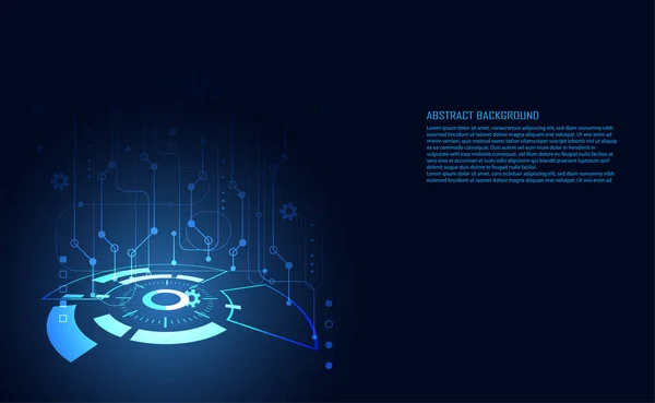 現代の抽象技術の概念 青い背景と革新的なデジタル回路通信サークル ハイテク未来デザインの背景とベクトル図 — ストックベクタ