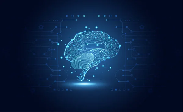 Tecnologia Abstrata Conceito Digital Cérebro Futurista Cuidados Saúde Inteligência Artificial — Vetor de Stock