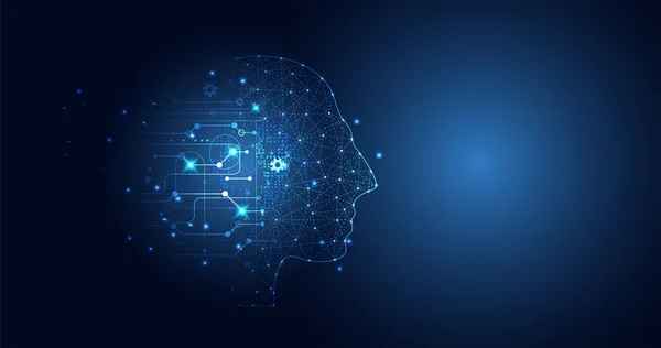 Абстрактна Технологія Концепція Штучного Інтелекту Великі Дані Цифрова Голова Людини — стоковий вектор