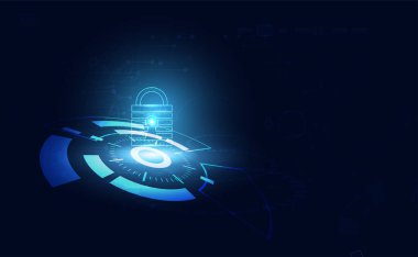 Modern fütüristik arka plana sahip soyut mavi görüntü kişiselleştirilmiş anahtar kilit siber savunma hırsızlığı önleme kavramı Siber güvenlik kavramı ile ilişkilidir.