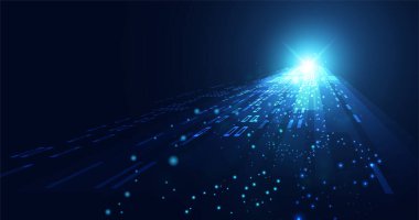 Koyu mavi arkaplan üzerine soyut dijital hız kare kavramı bilim teknolojisi 