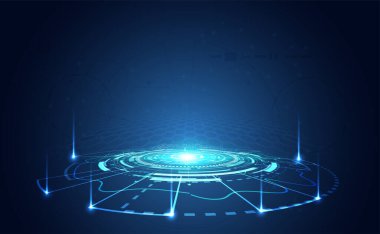 Modern soyut teknoloji kavramı iletişim daire dijital devreler mavi arka plan ve ok yenilik üzerinde Merhaba tech gelecekteki tasarım arka plan, illüstrasyon vektör