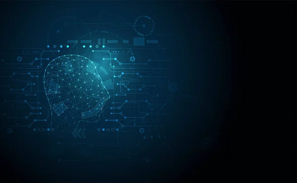 Abstrakt Technology Artificial Intelligence Concept Big Data Digital Human Head — Stockový vektor