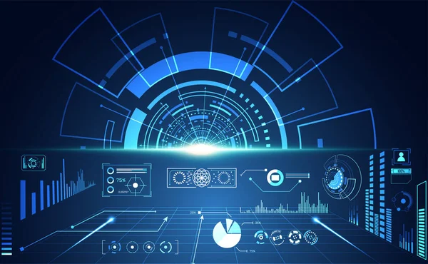 Dijital veri grafiği, iletişim, bilgi işlem ve daire yüzde canlılık yenilik teknoloji UI fütüristik konsept hud arabirimi hologram öğeleri üzerinde Merhaba tech gelecekteki tasarım arka plan soyut