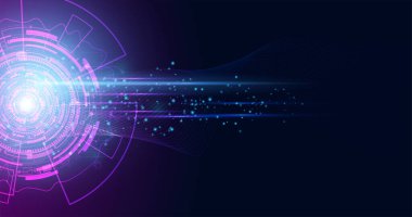 Soyut teknoloji hi tech background konsept daire hız hareket bulanıklığı şablon tasarımı için ışık hızında hareket bulanıklığı koyu mavi.