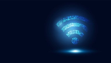 Veri aktarımı arkaplan konsepti için soyut Wifi Futuristik mavi kablosuz bağlantı büyük veri ve hızlı İnternet .