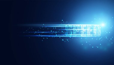 Modern Soyut Hız Ağı Bilimsel Bağlantı Teknoloji Hattı nokta ve grafik tasarımı. yüksek teknoloji mavi arkaplan ağında.