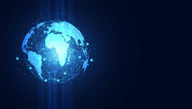 soyut teknoloji kavramı küresel çember bağlantısı geleceksel dünya. vektör illüstrasyonu