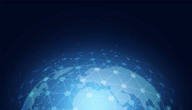 soyut teknoloji kavramı küresel çember bağlantısı geleceksel dünya. vektör illüstrasyonu