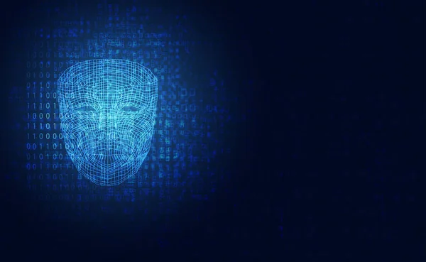 Informática Abstracta Del Holograma Hace Frente Inteligencia Artificial Para Innovación — Vector de stock