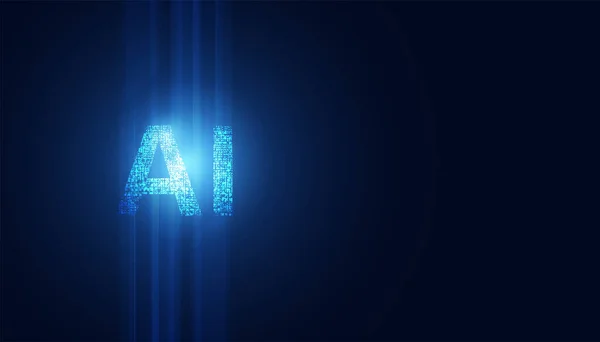 深蓝色背景下Ai科幻人工智能概念机深奥学习未来数字技术 — 图库矢量图片