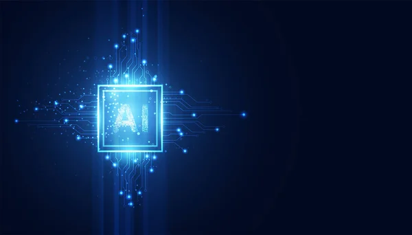 Soyut teknoloji Ai hesaplama konsepti Yapay Zeka çalışma verileri ve gelecekte koyu mavi arkaplan üzerine gelecek için fütürist dijital.