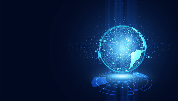абстрактная технологическая концепция глобальной связи кругов футуристическая иллюстрация earth.vector
