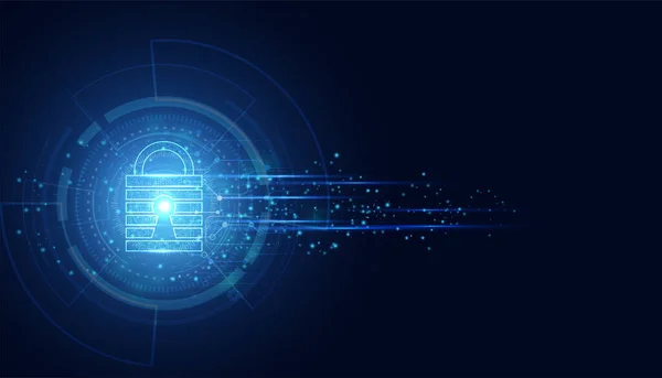 Аннотация Cyber Security Padlock Blue Wave Speed Technology Future Cyber — стоковый вектор