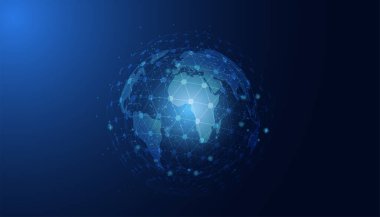 soyut teknoloji kavramı küresel çember bağlantısı geleceksel dünya. vektör illüstrasyonu