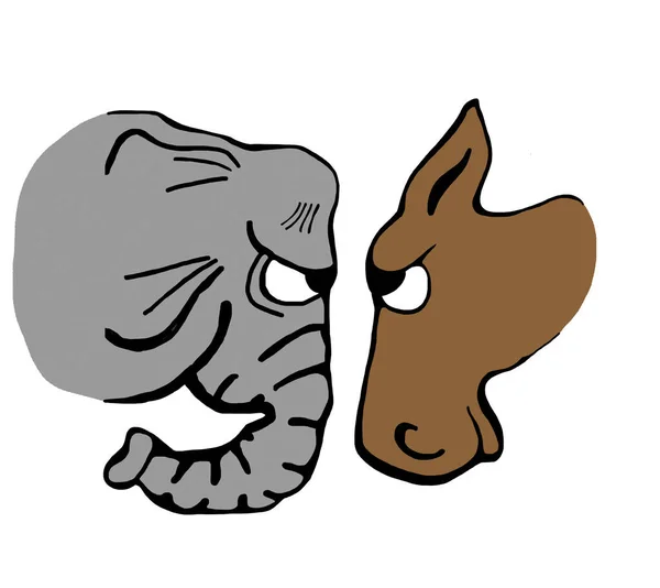 Elefante e asino a faccia in giù — Foto Stock