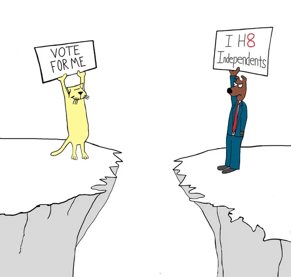 党犬は独立した猫に投票したくありません — ストック写真