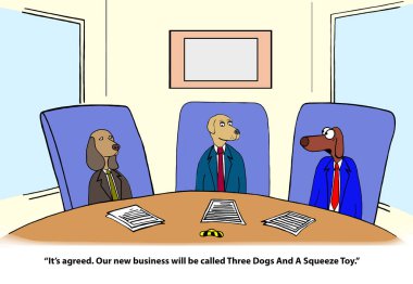 Üç köpek oyuncak işine girmeye karar verdi.