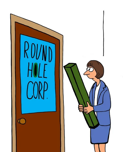 Hole Corp Başvurusunda Bulunan Bir Kadınını Gösteren Renkli Bir Karikatür — Stok fotoğraf