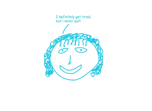 Desenhos Animados Coloridos Uma Mulher Afirmando Que Ela Cansa Mas — Fotografia de Stock